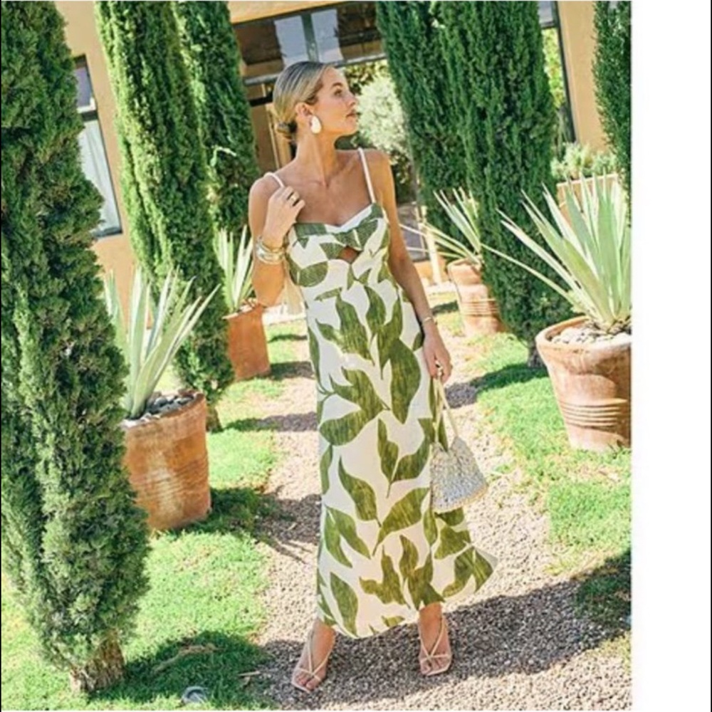 NWT Antonio Melani x M.G. Style Finley Linen Blend Sweetheart Neck Maxi Dress - Picture 2 of 8